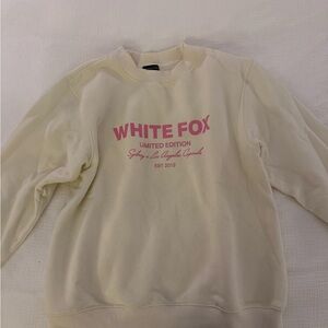 White Fox Boutique Cream and Pink Crew Neck Sweater